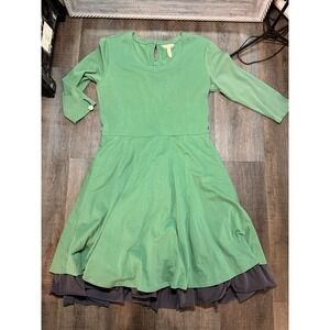 Matilda Jane Joanna Gaines Green Fit Flare Ruffle Hem Dress 22651D Womens XS